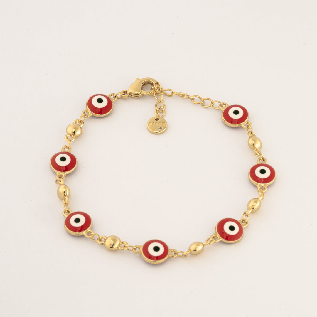 Pulsera Ojitos Circulares Rojo Chapa