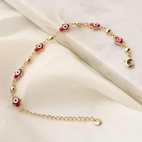 Pulsera Ojitos Manita Rojo Chapa