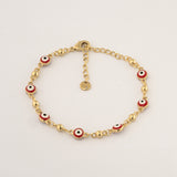 Pulsera Ojitos Circulares Rojo 2 Chapa