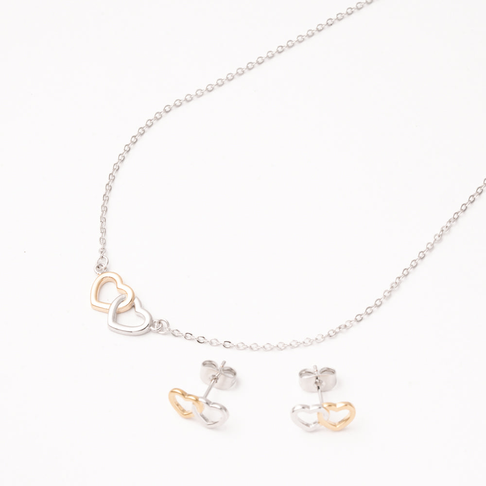 Juego Corazones Entrelazados Rodio