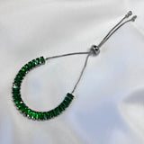 Pulsera Barra de Esmeraldas Rodio