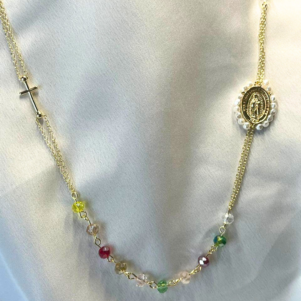Rosario Collar Estrella de Color Chapa