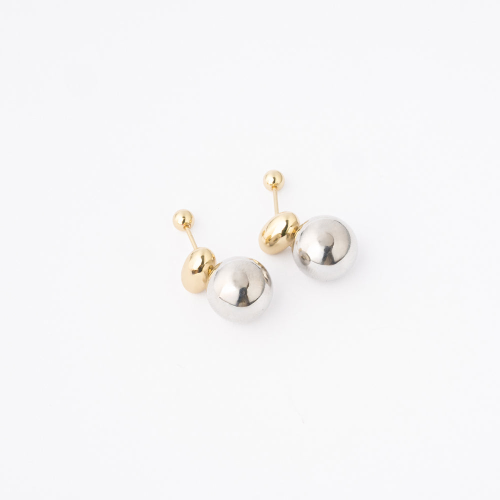 Aretes Esfera Satinada Dual Chapa