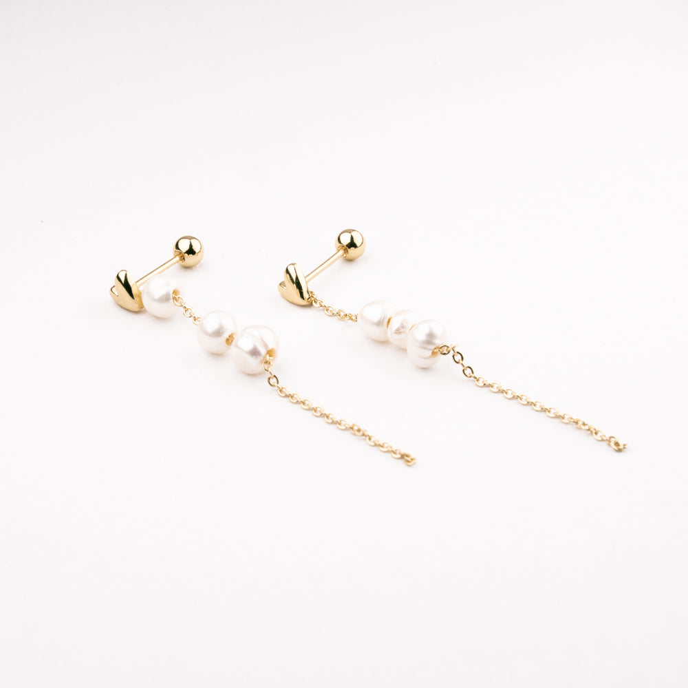 ARETE CADENA PERLA CHAPA