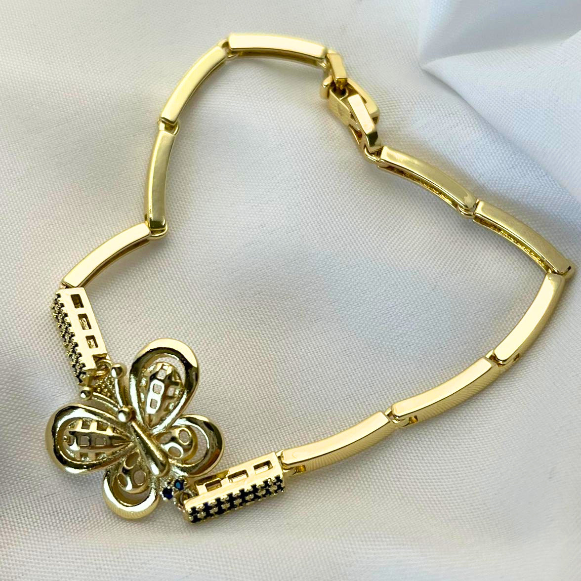 Pulsera Eslabones con Mariposa Chapa